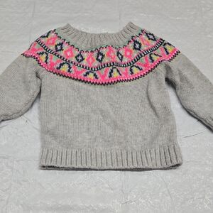Carter's Gray Sweater with Vibrant Pink and Yellow Accents